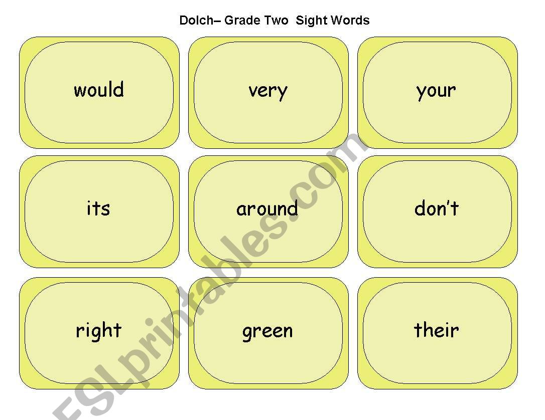 Dolch Grade Two Sight Words worksheet