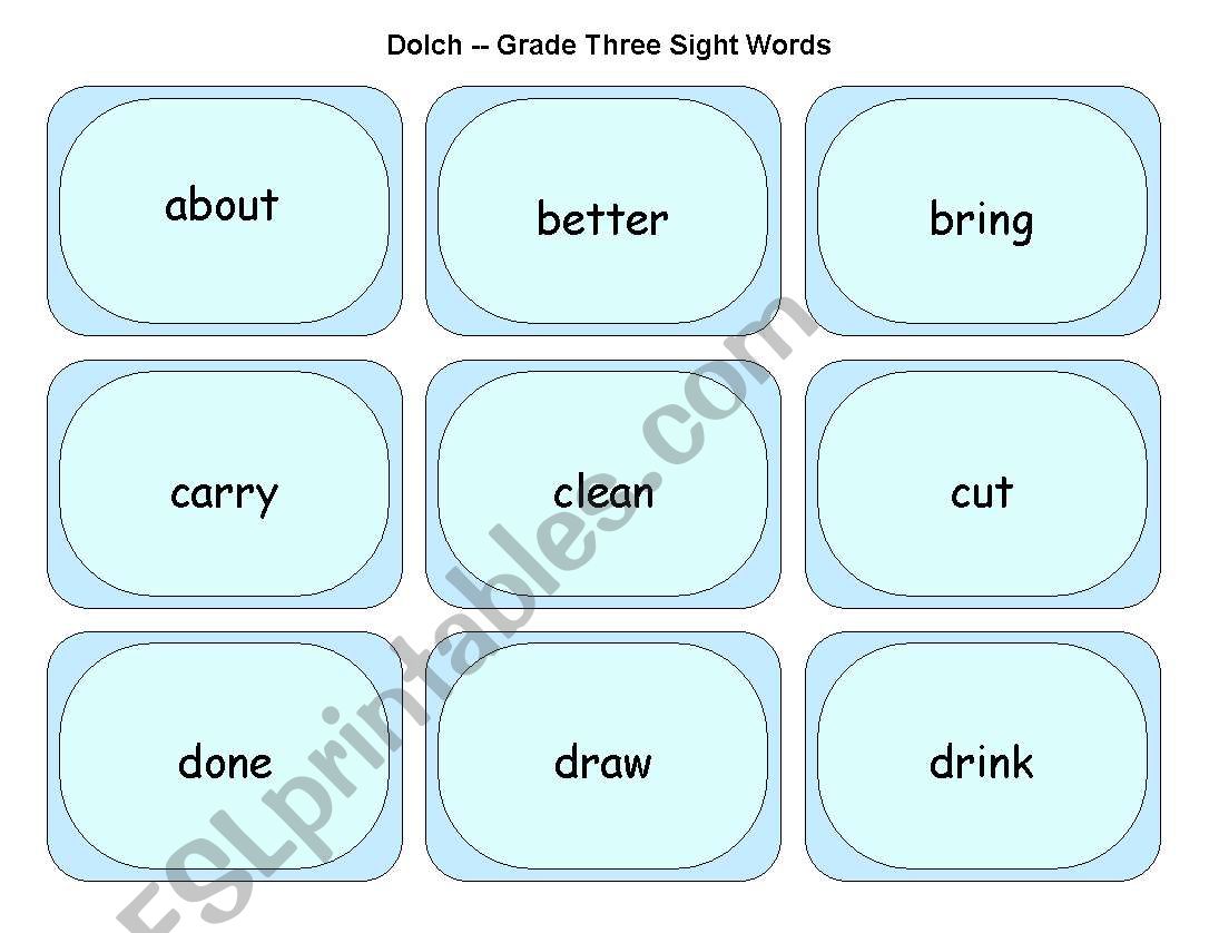 Dolch Grade Three Sight Words worksheet