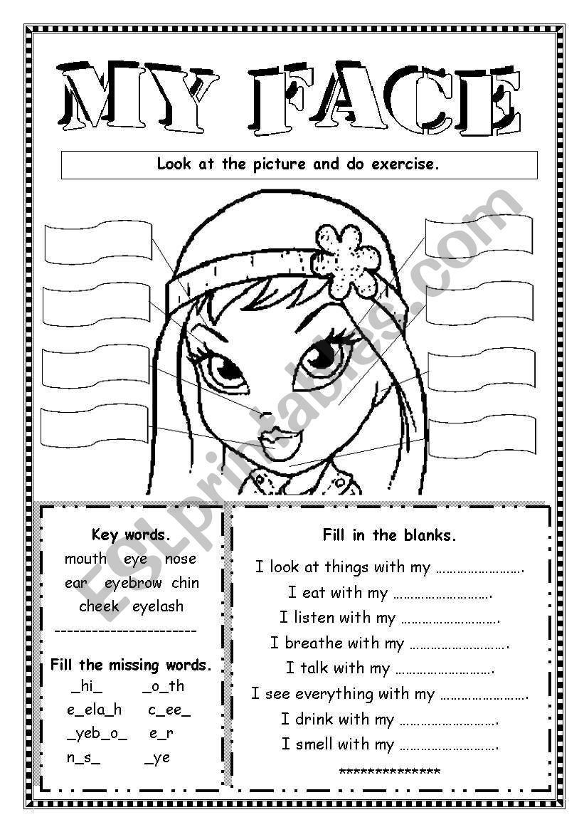 My Face worksheet