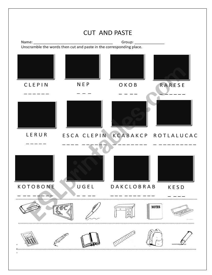 Classroom vocabulary worksheet