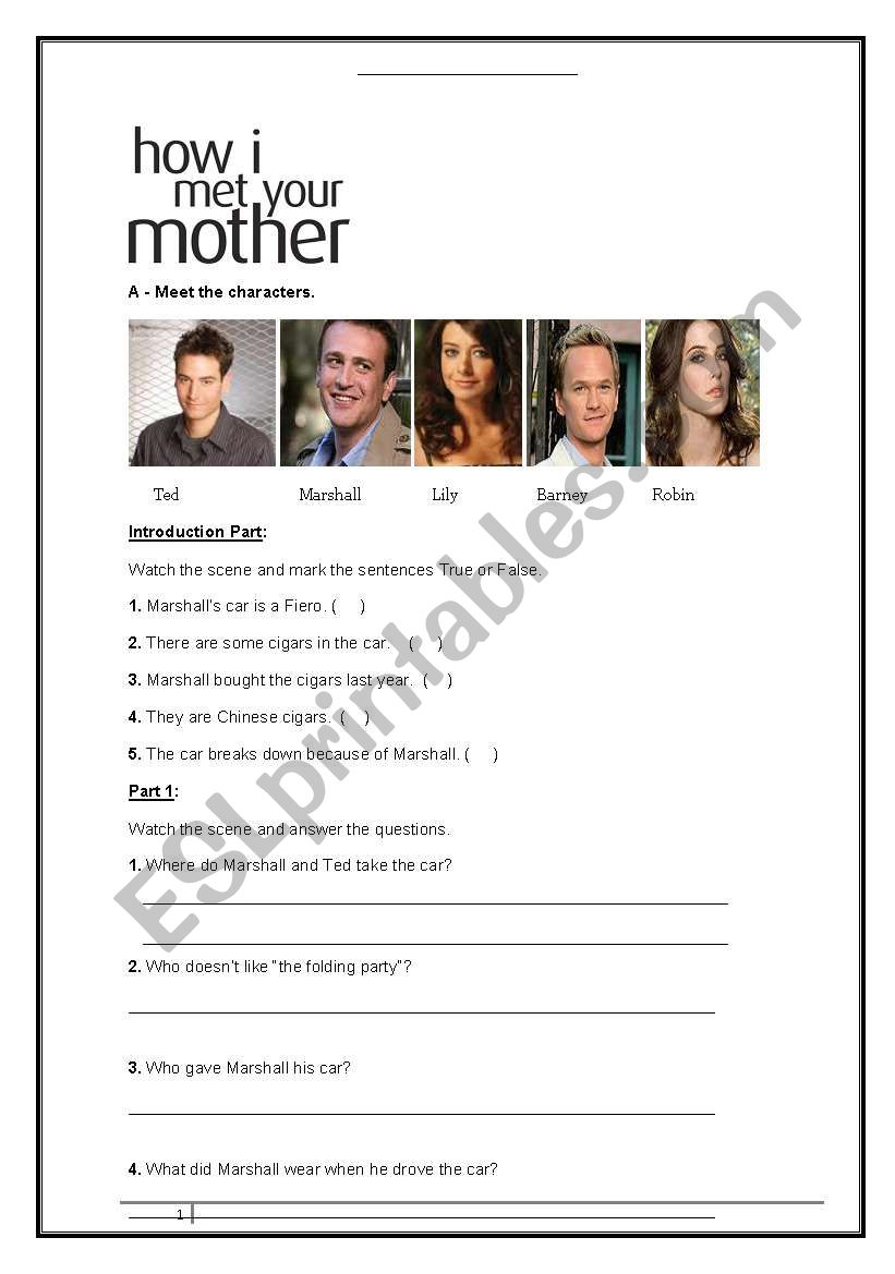 How I met Your Mother - Video worksheet