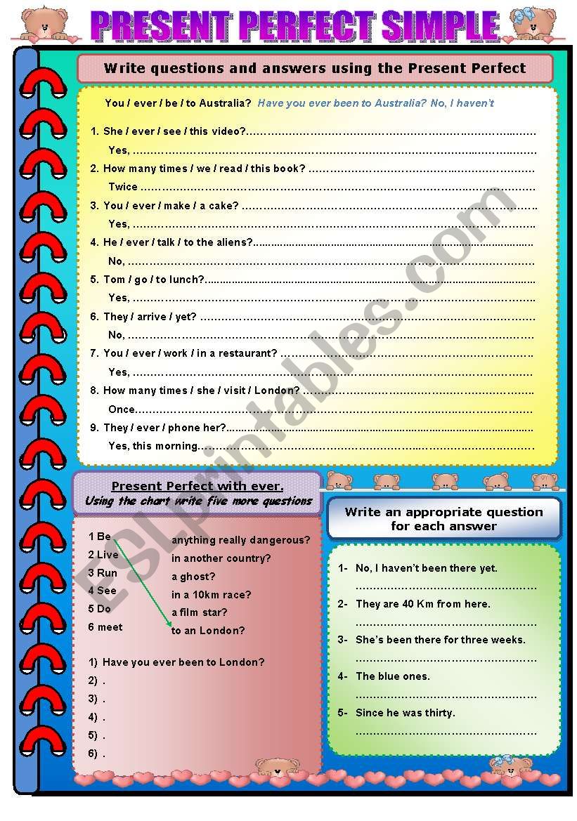 PRESENT PERECT SIMPLE worksheet