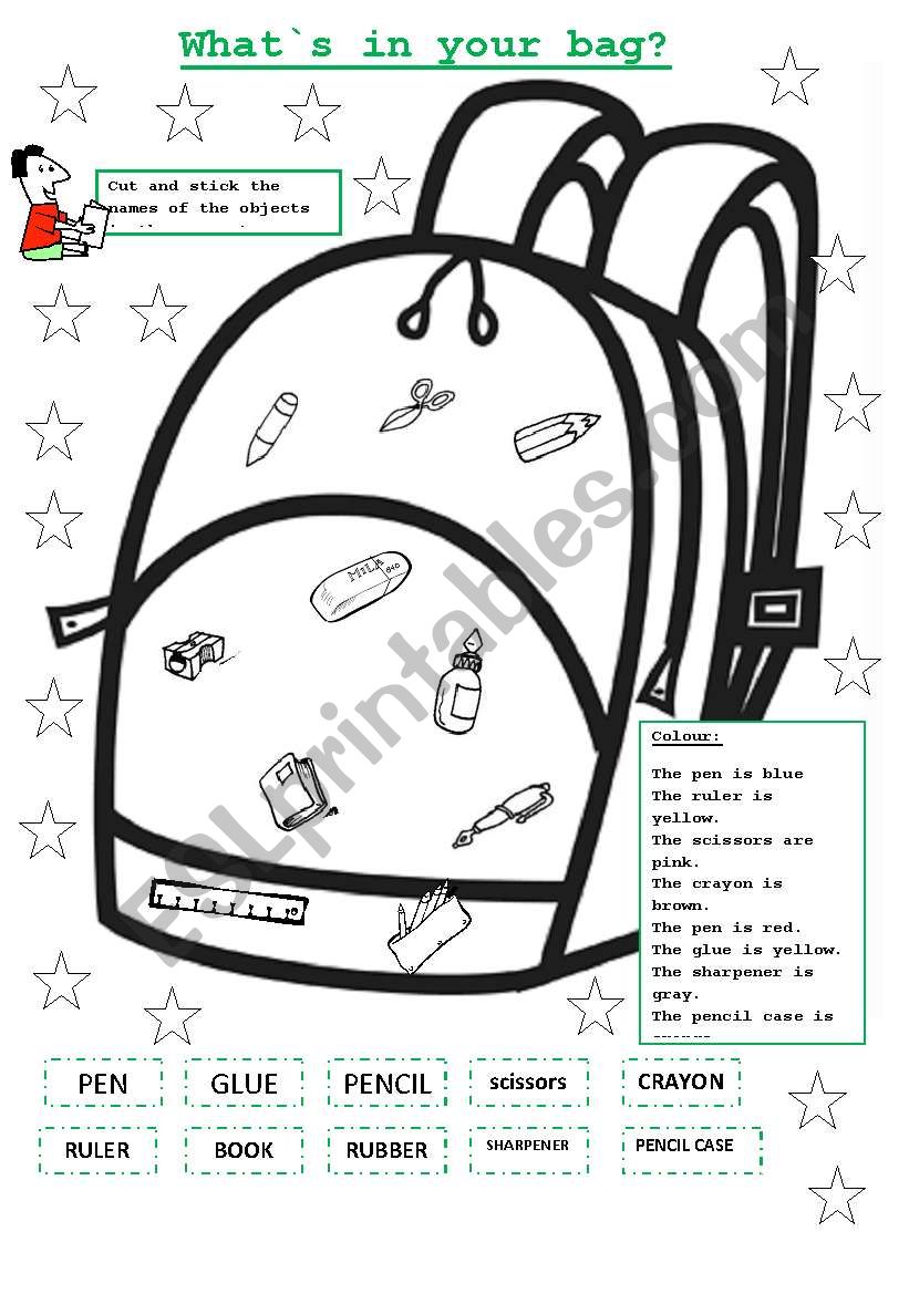 What is in your bag? worksheet