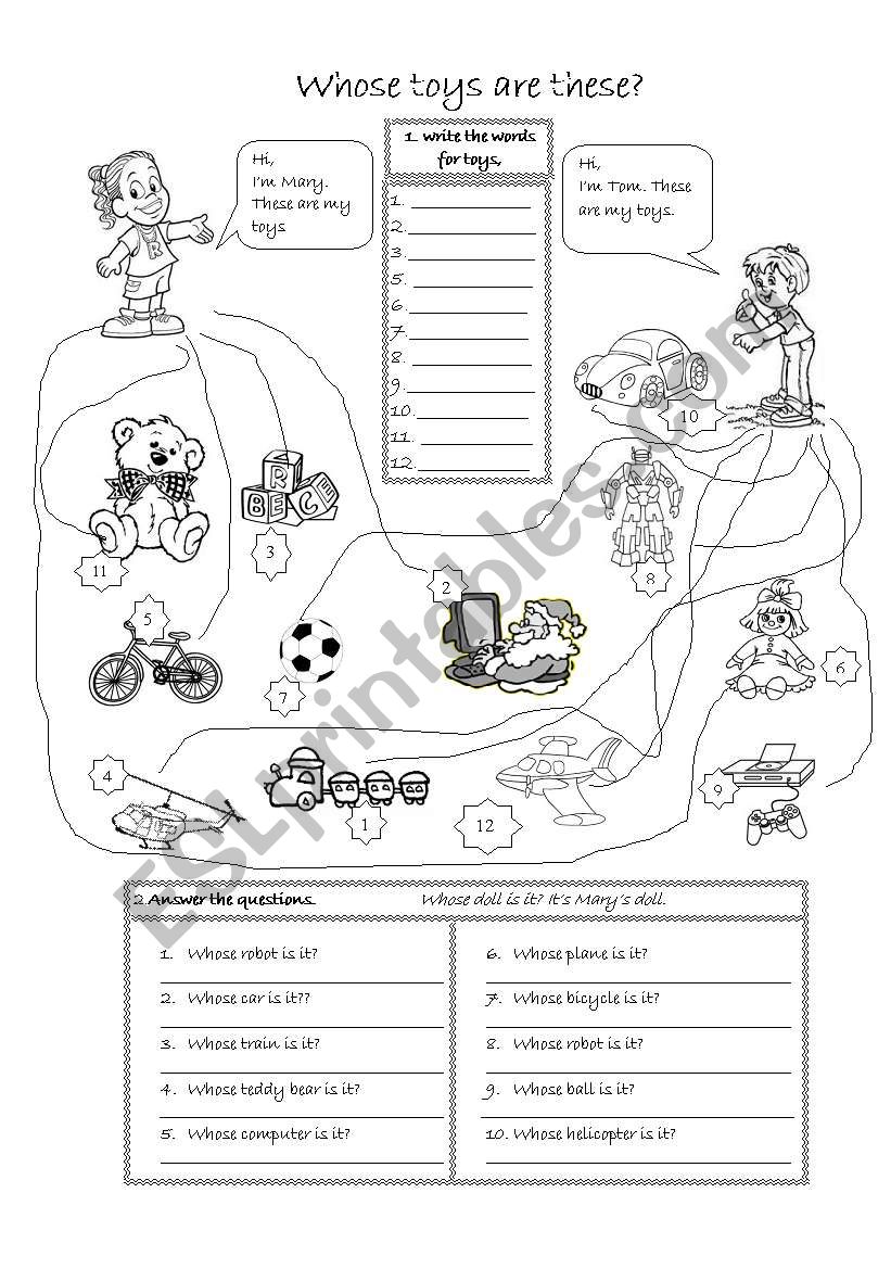 whose toys are these? worksheet