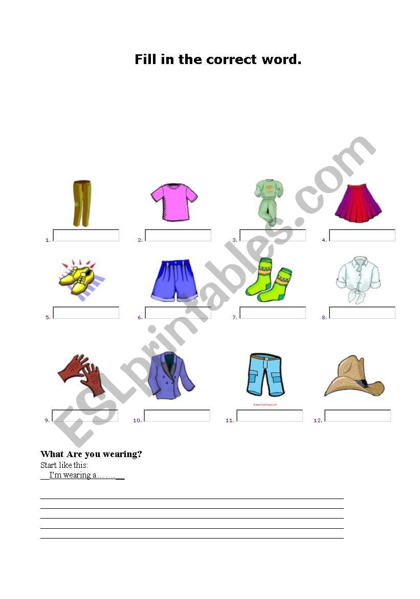 Clothes worksheet