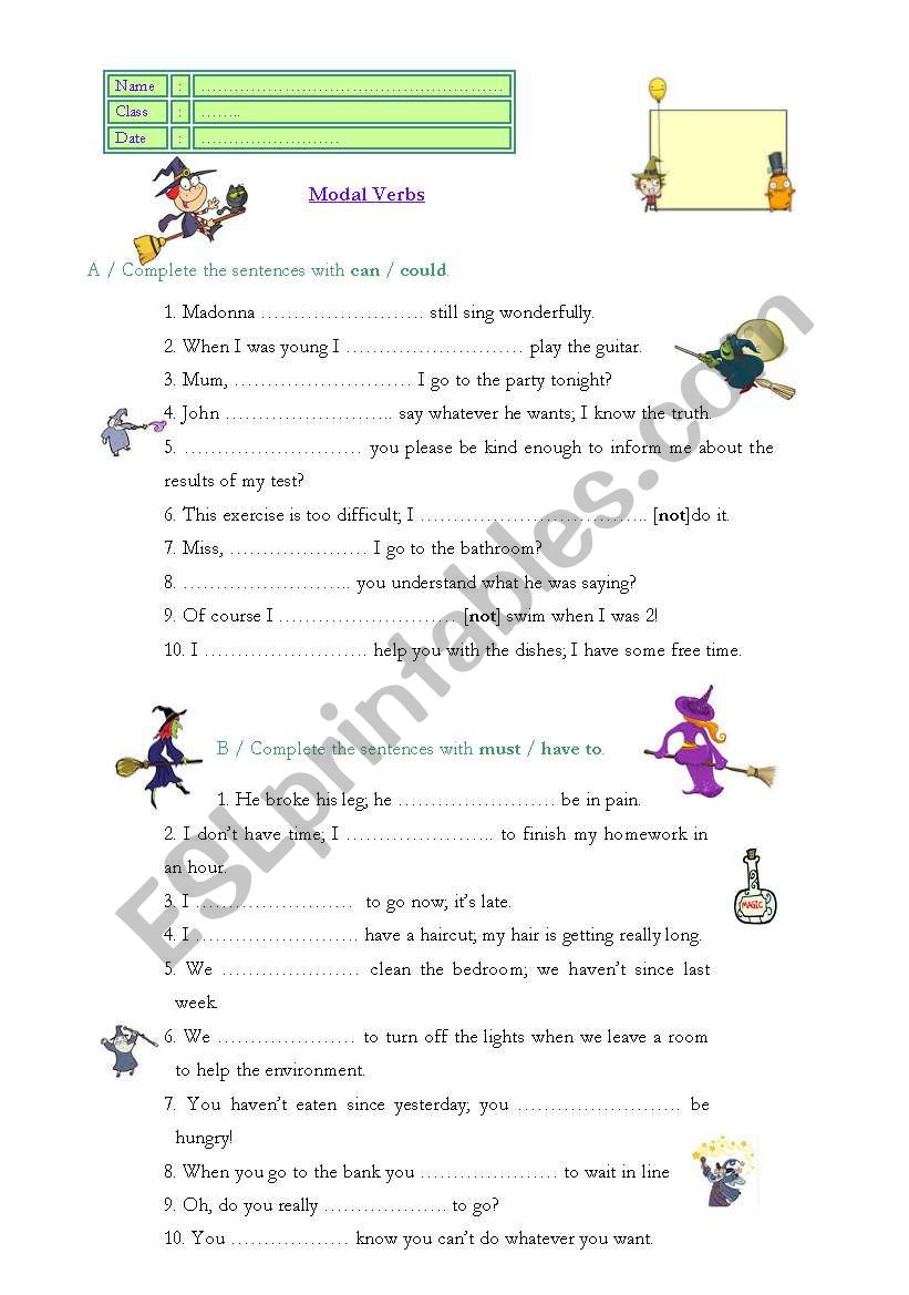 Modal verbs  worksheet