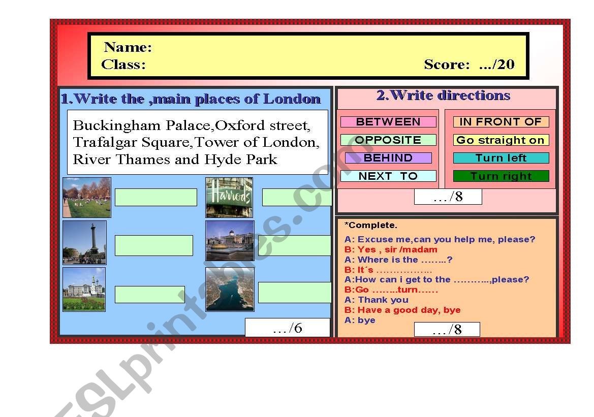 In London, in the city worksheet