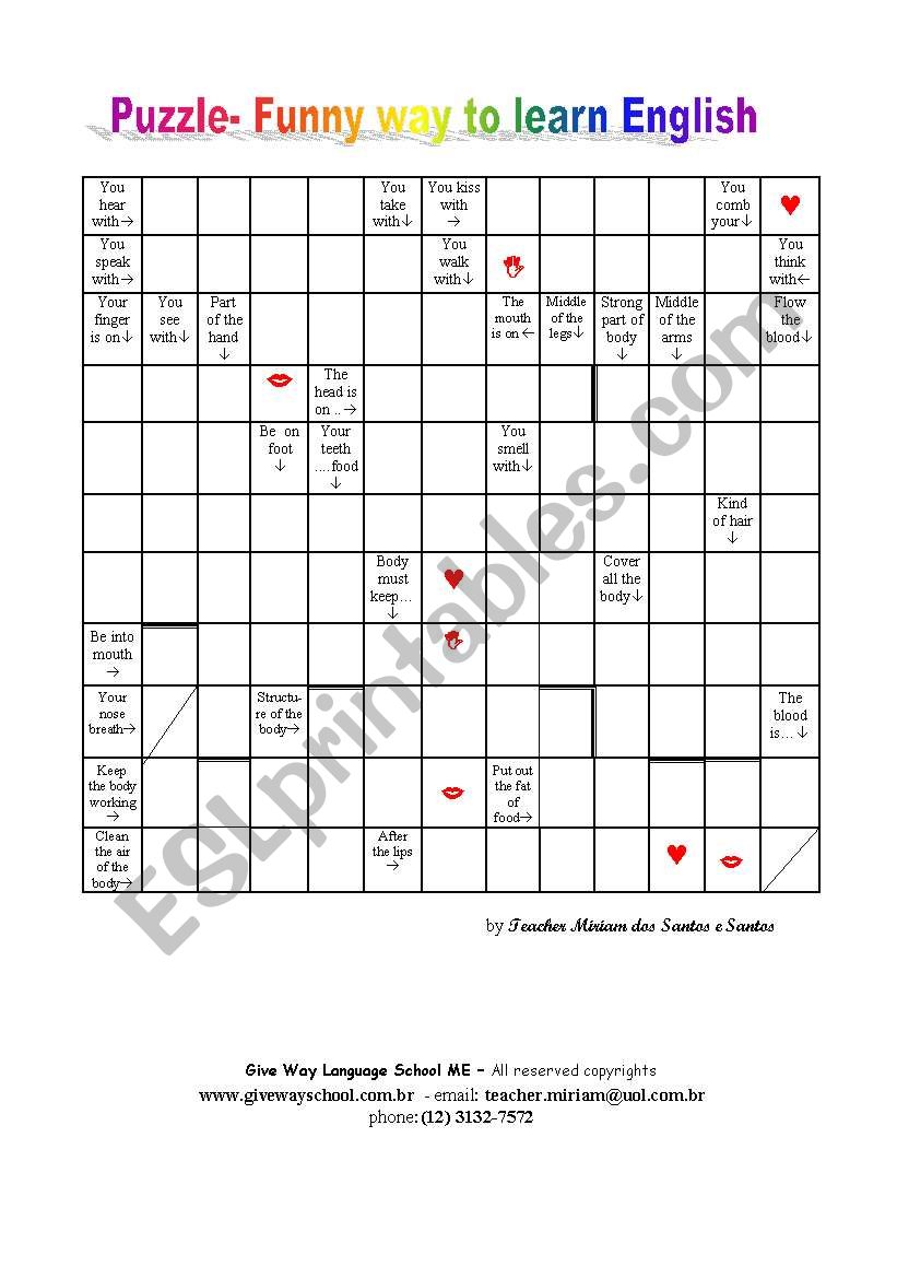 Puzzle- Human Body worksheet