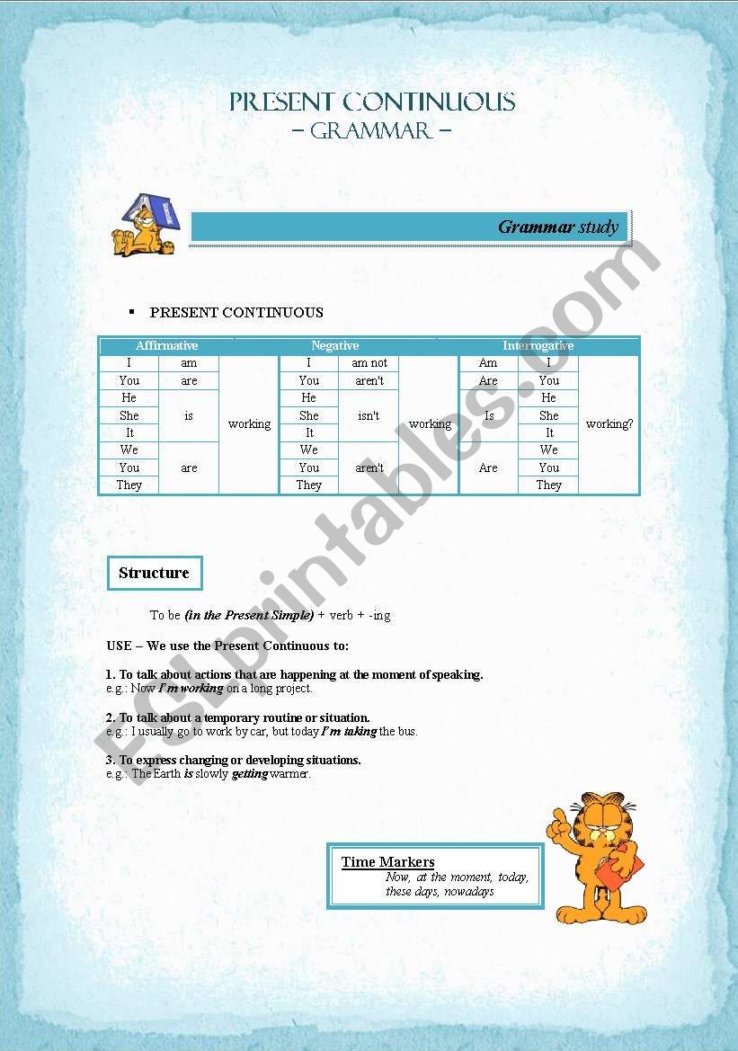 Present Continuous worksheet