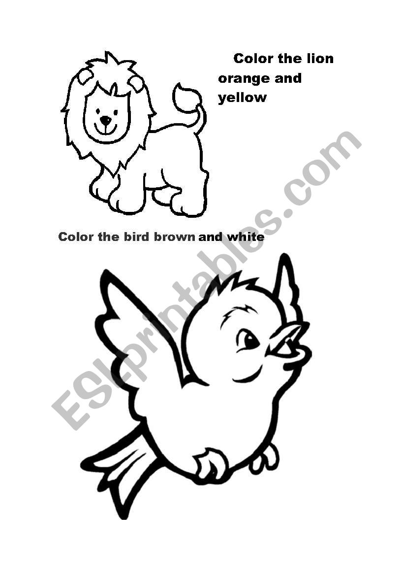 color the animals worksheet