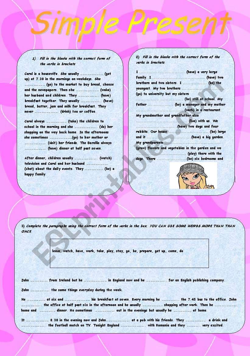 simple present tense worksheet