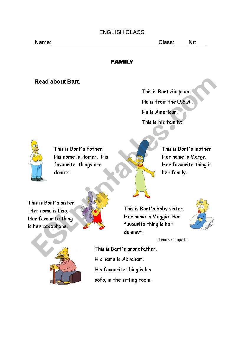 Family worksheet