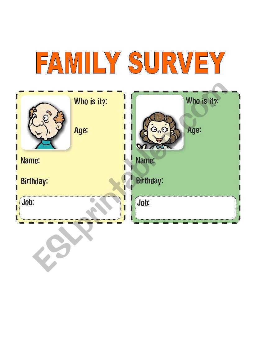 FAMILY SURVEY worksheet