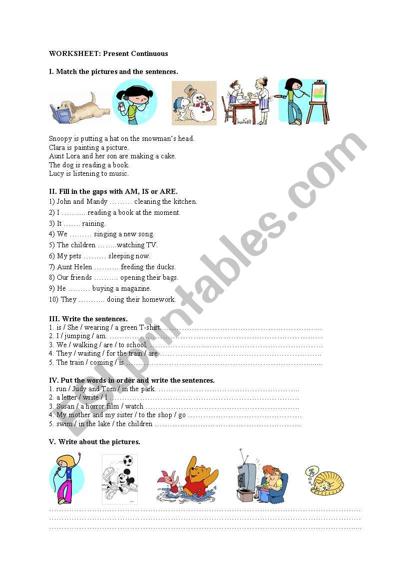 Present Continuous worksheet