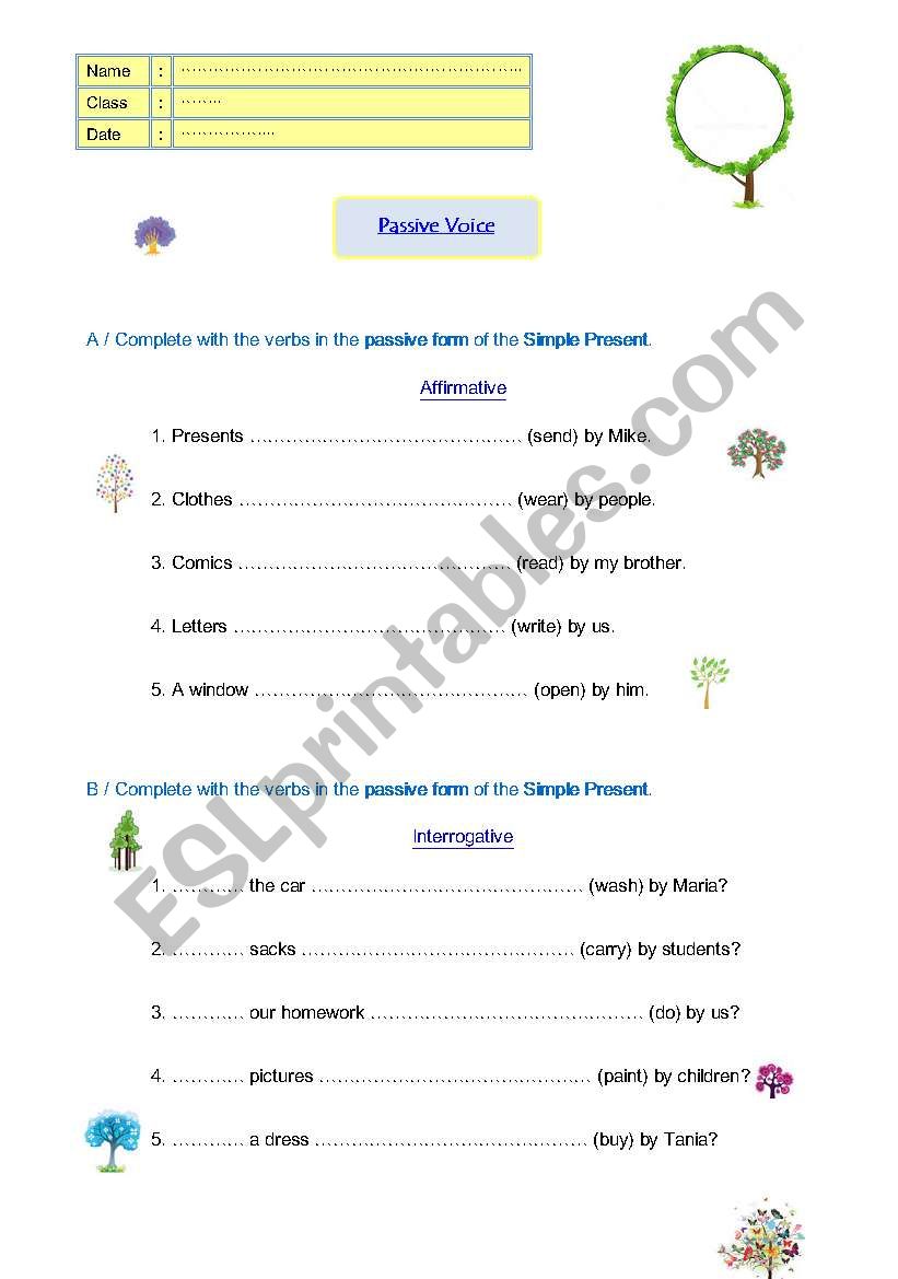Passive Voice, Simple Present worksheet