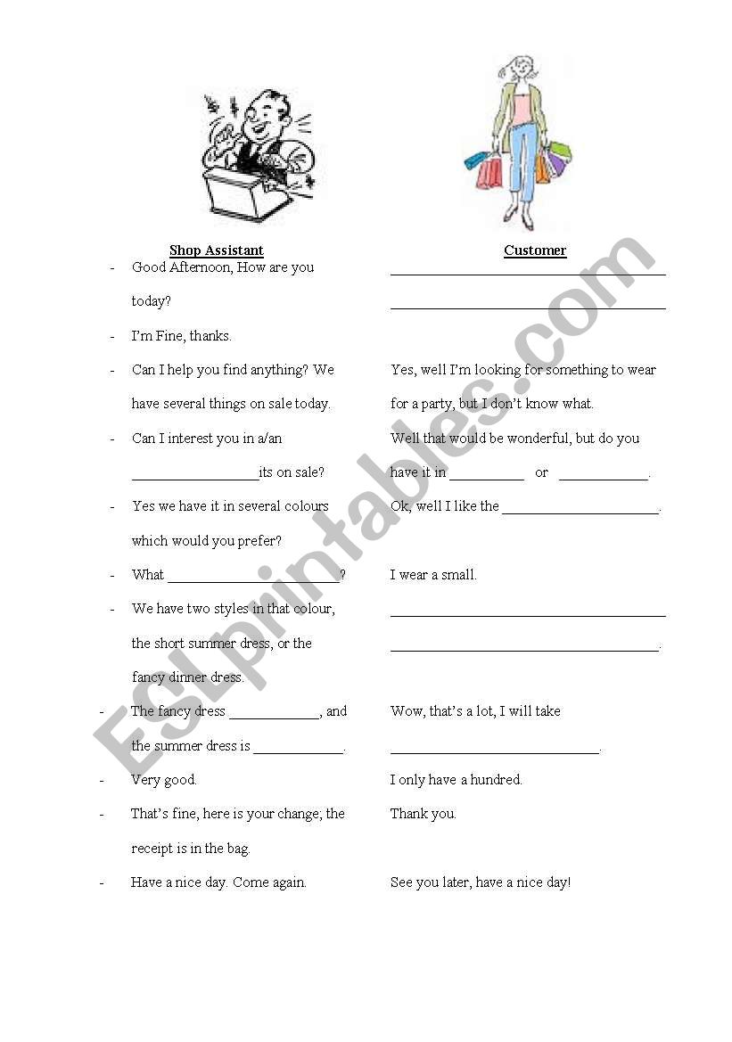 Typical Shopping Conversation worksheet