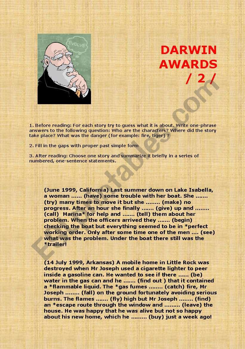 The Darwin Awards- irregular verbs:  2