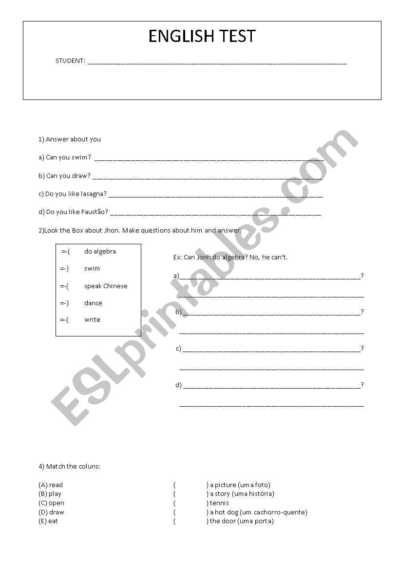 Likes and Dislikes worksheet