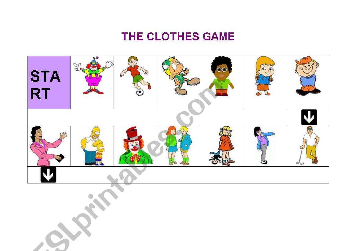 The clothes game worksheet