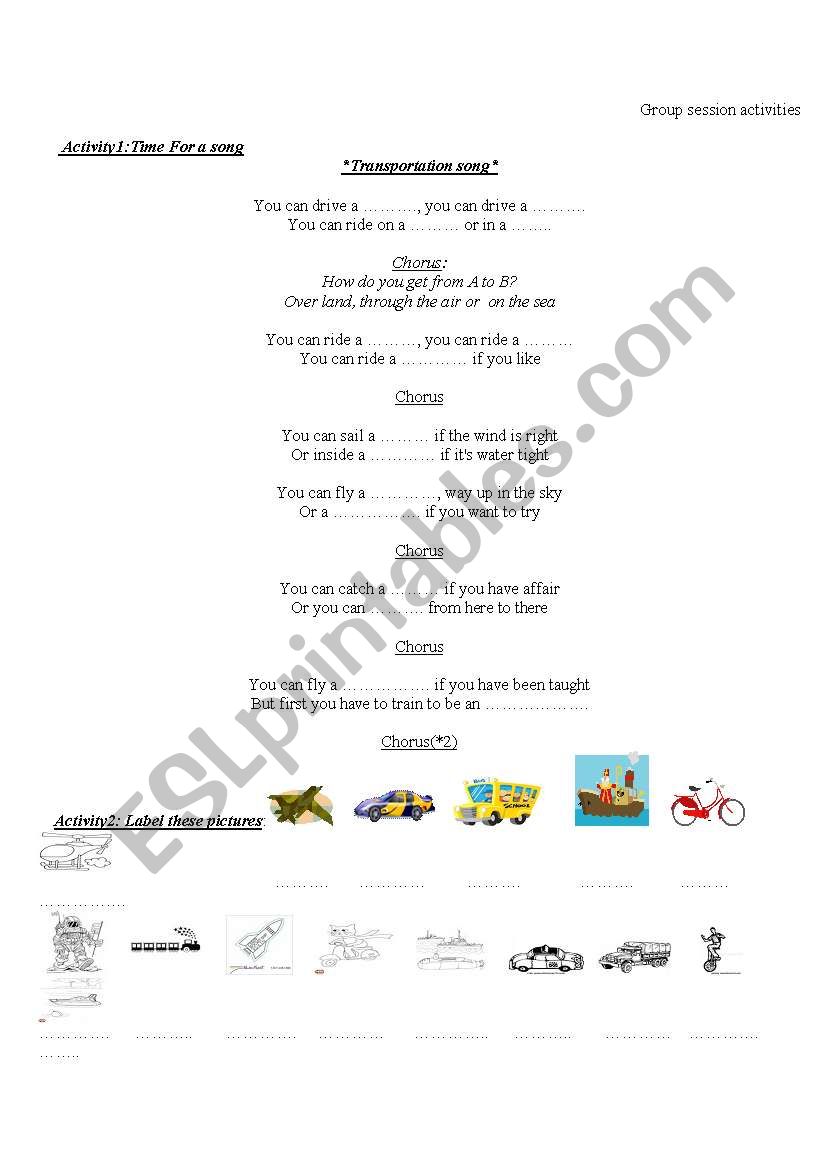 means of transport  7th form  worksheet