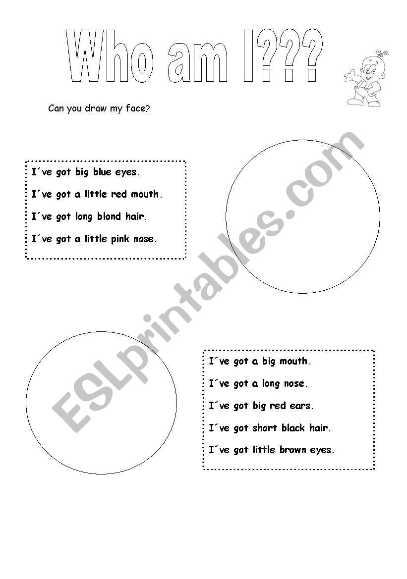 Face description worksheet