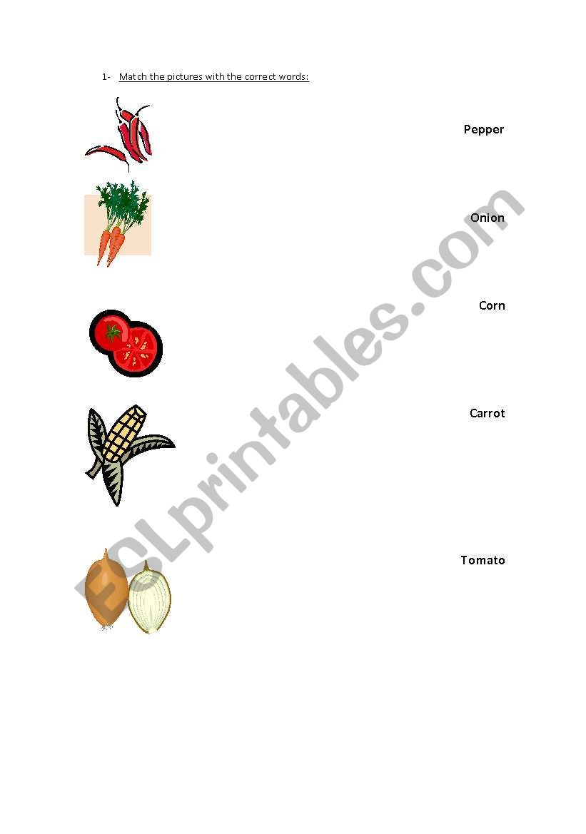 Vegetables worksheet