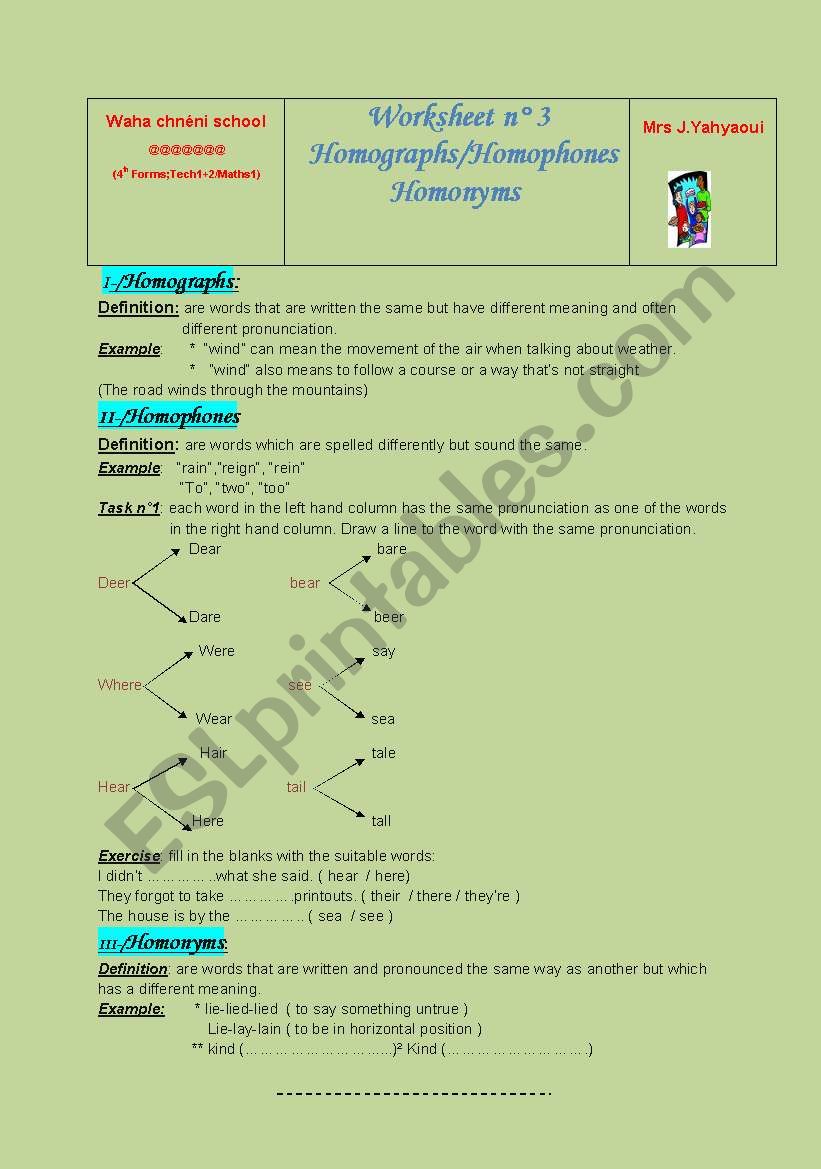 Idioms & Homophones worksheet