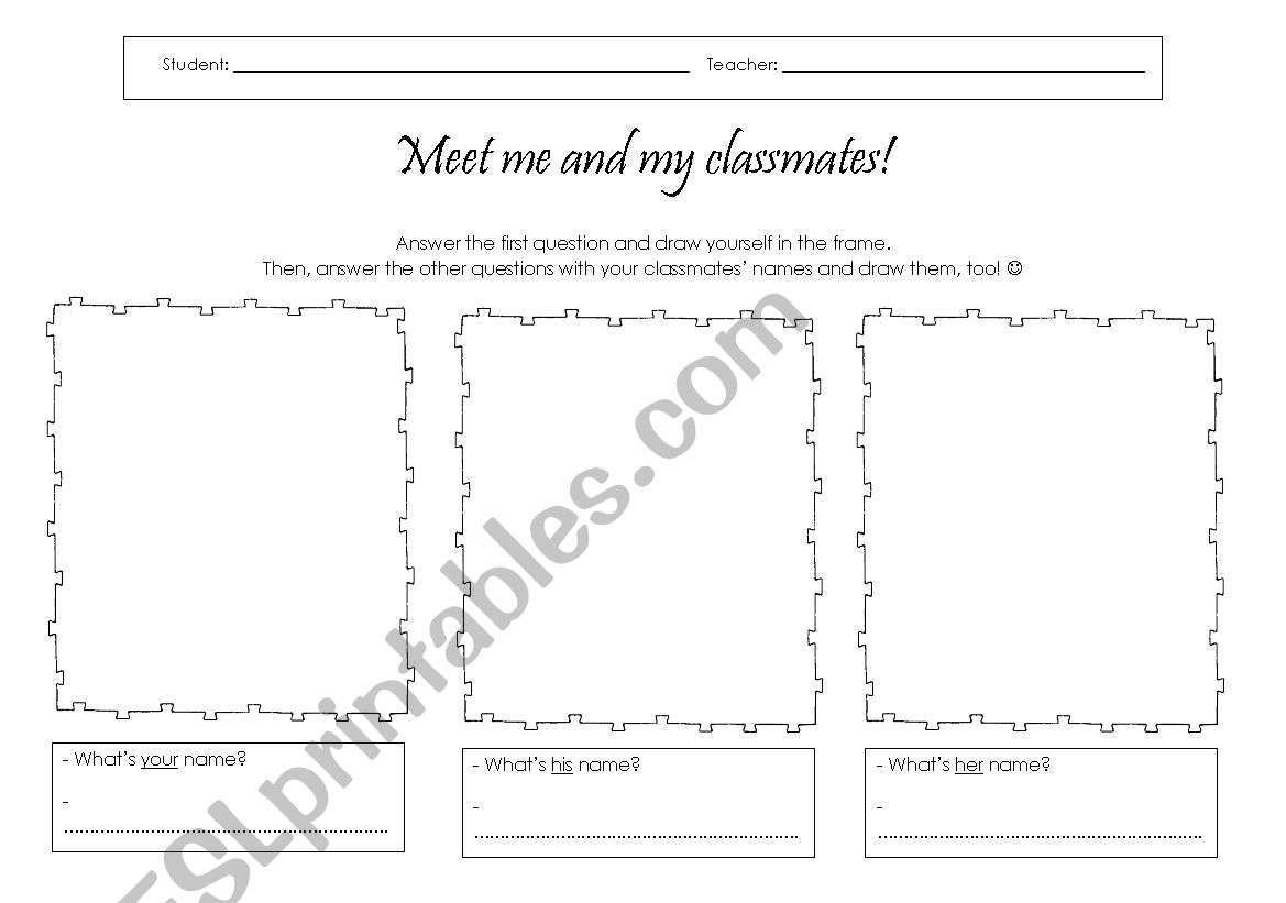 Meet me and my classmates worksheet