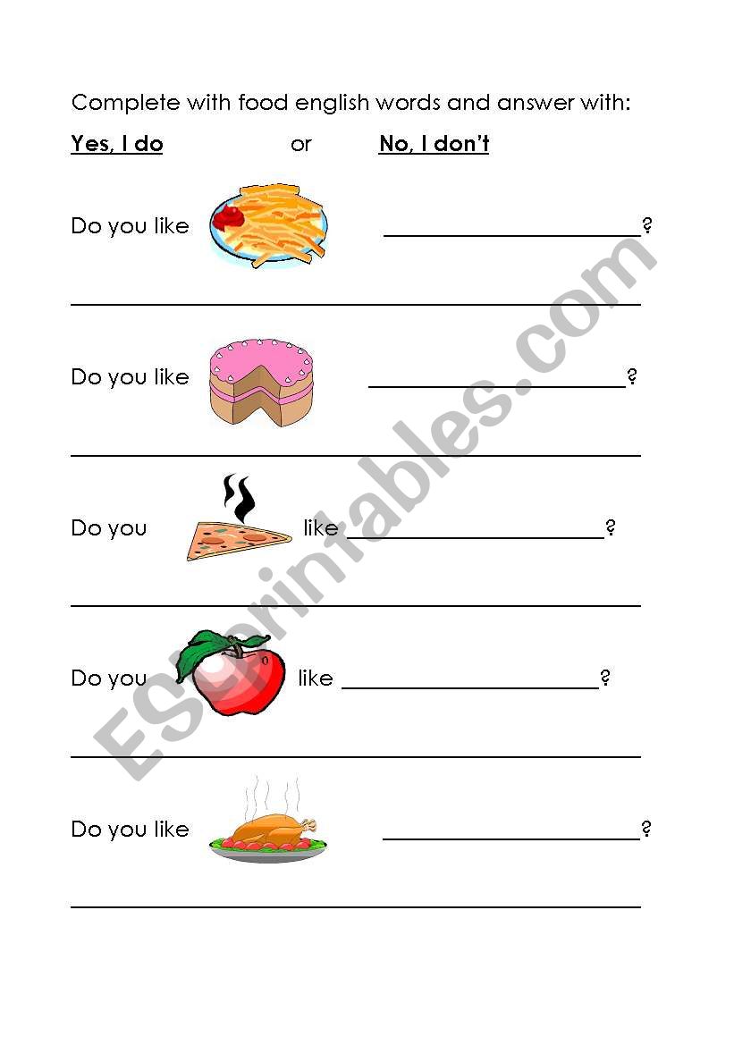 like dont like worksheet
