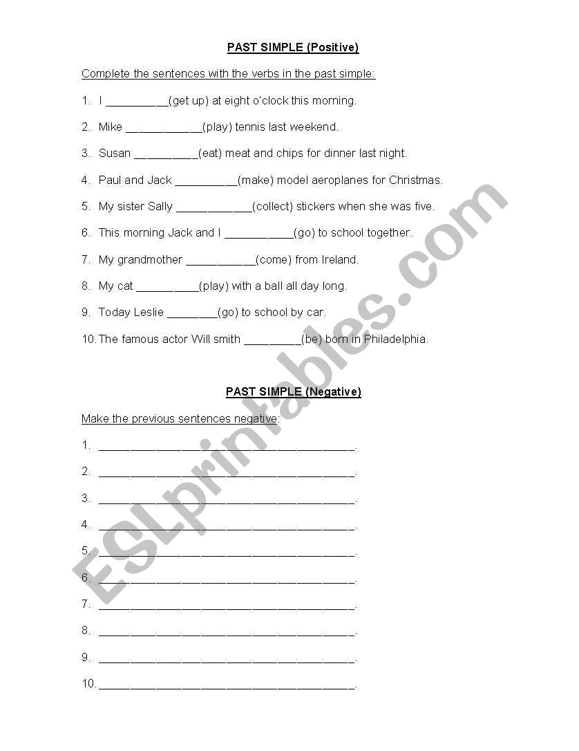 Past Simple worksheet