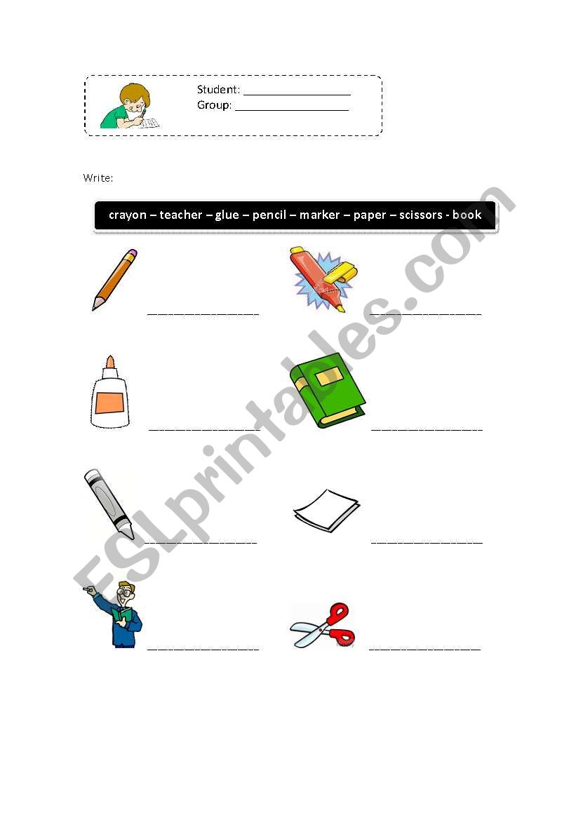 Classroom Vocabulary worksheet