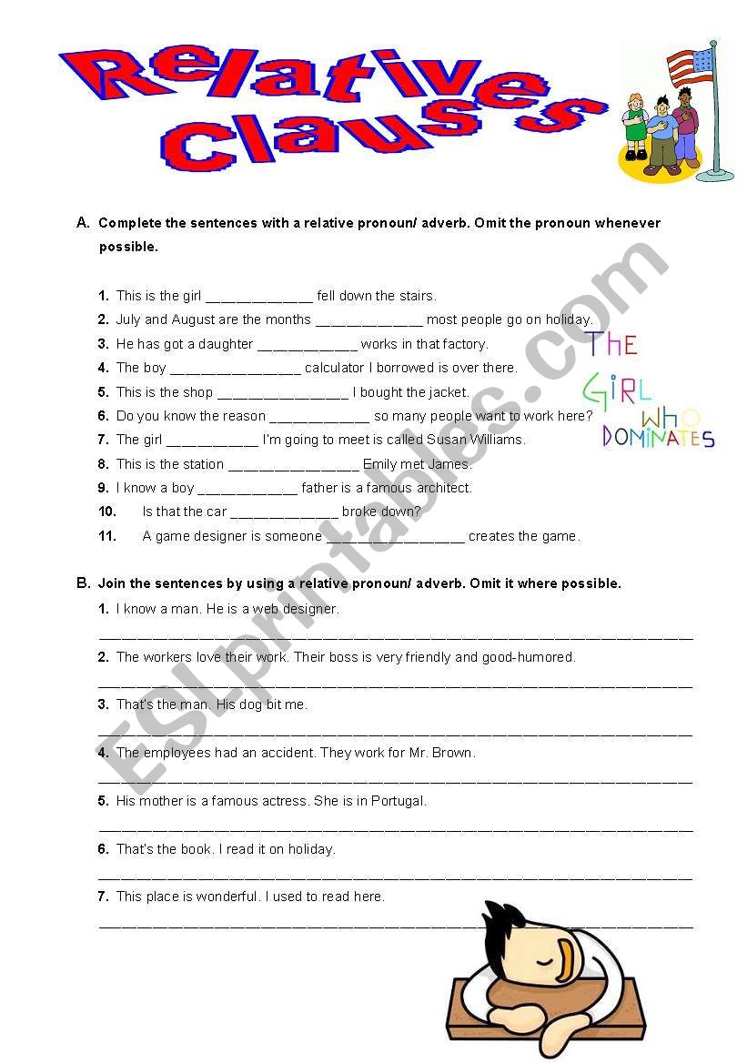 Relative Clauses worksheet