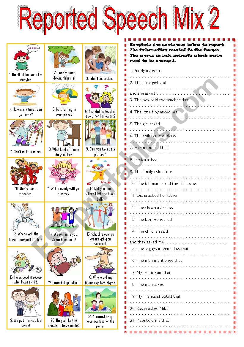 perfect english grammar reported speech mixed exercise 1