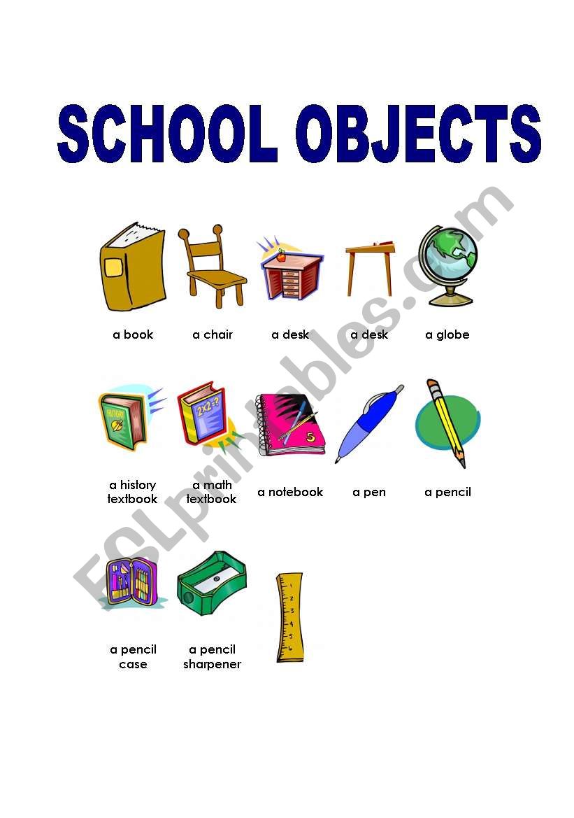 SCHOOL OBJECTS worksheet