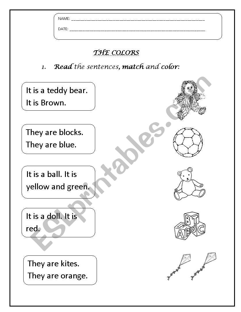 the colors worksheet