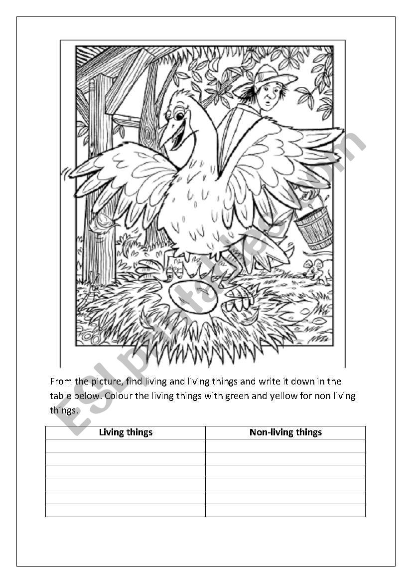 Living and non living things worksheet