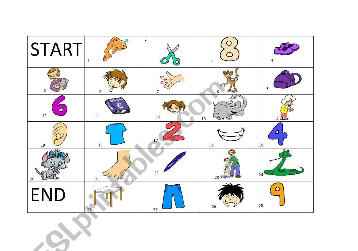 Vocabulary Board Game worksheet