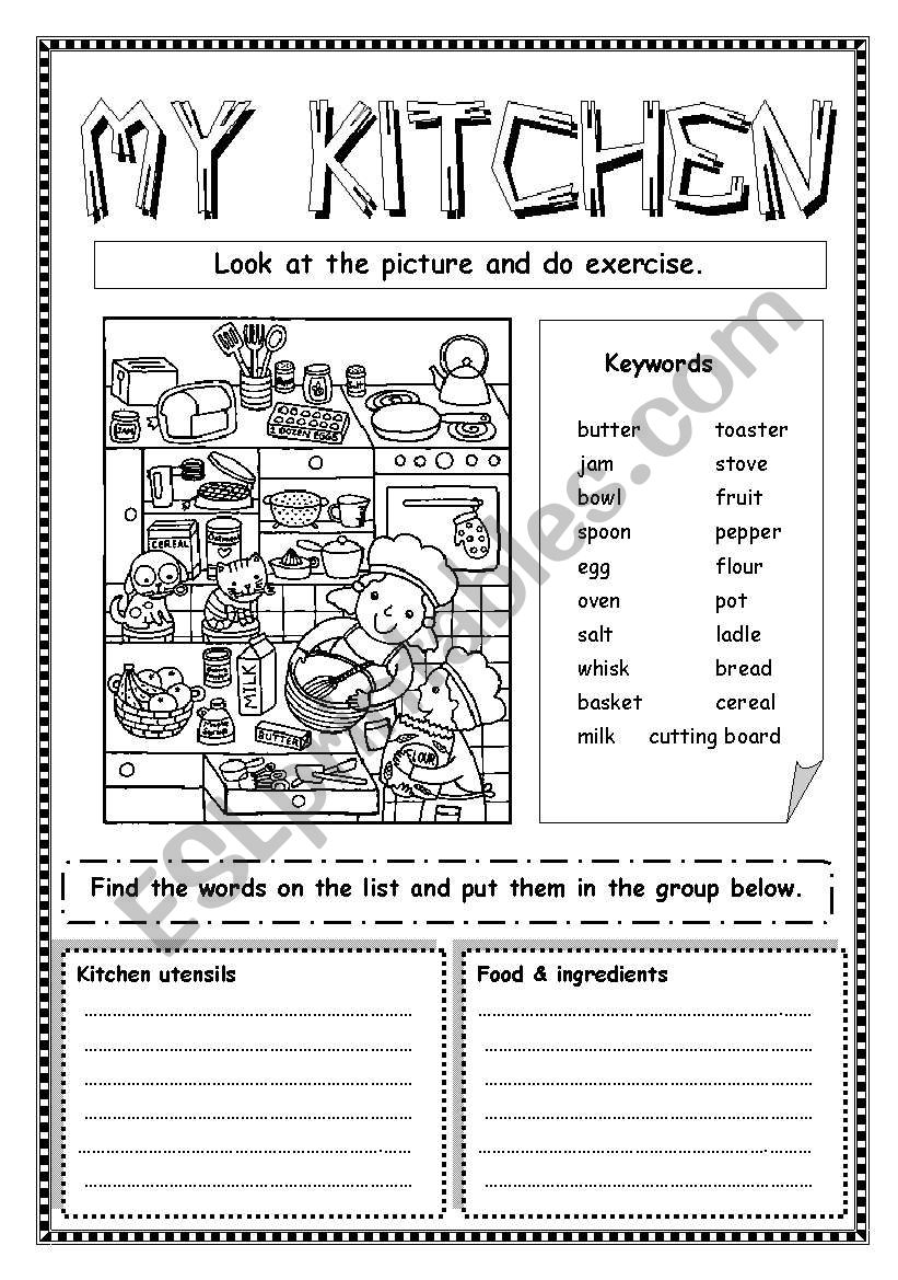 My kitchen worksheet