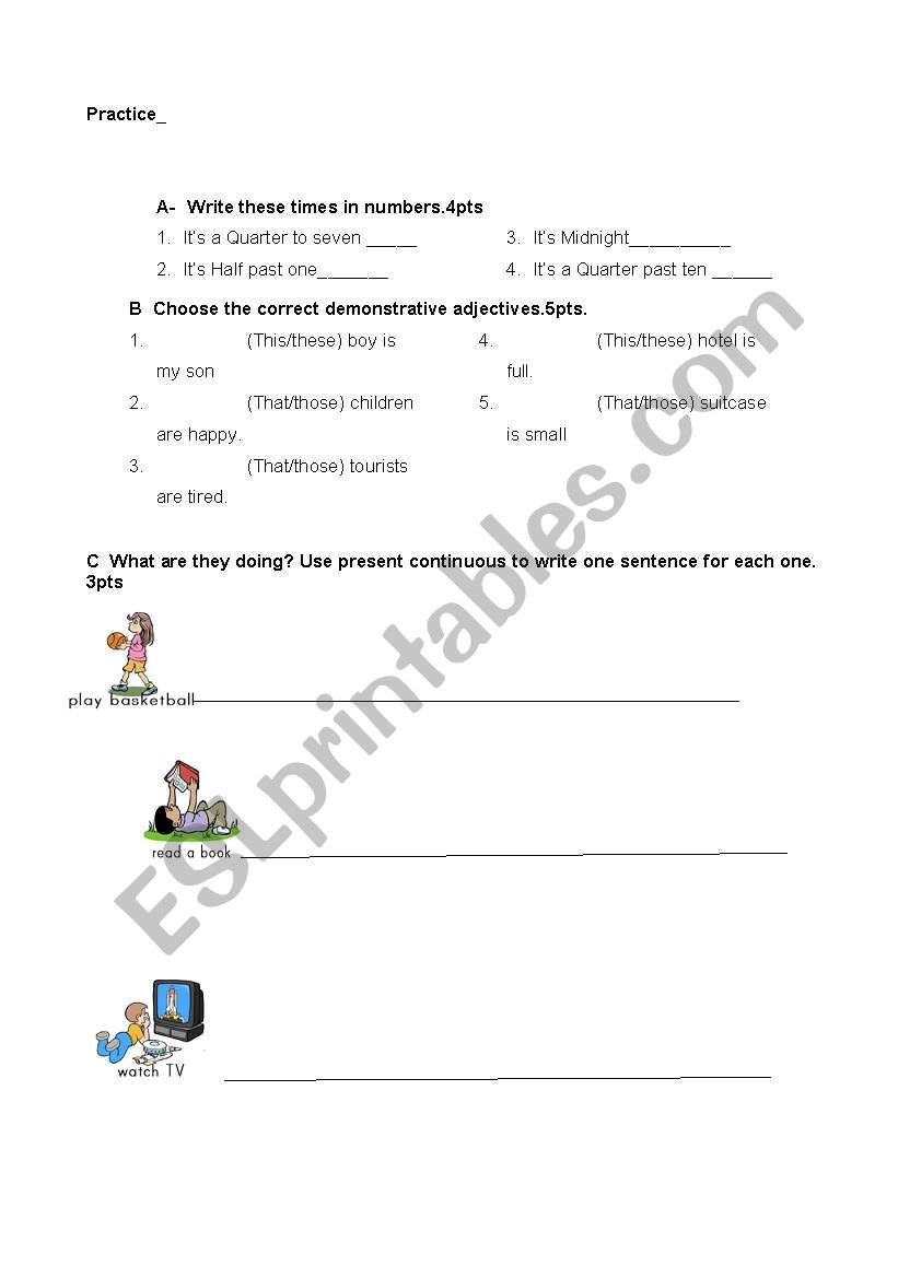 Pratice worksheet
