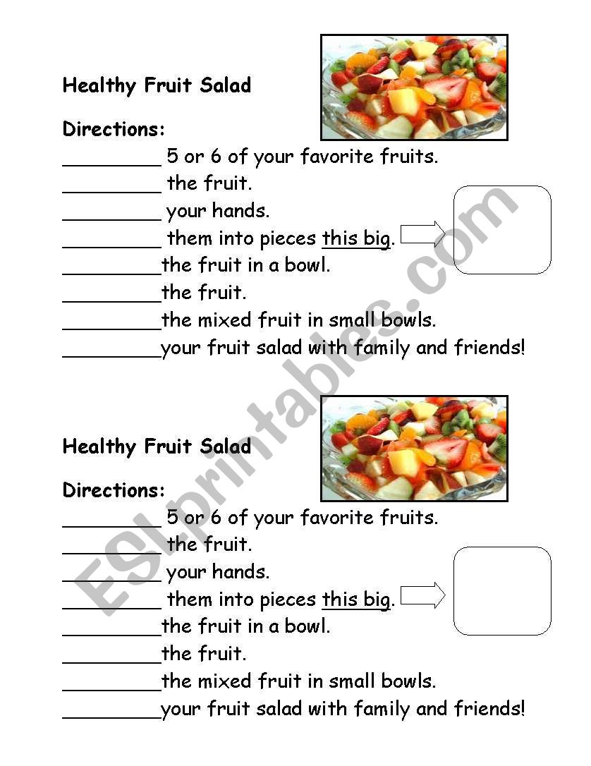 Fruit Salad Recipe worksheet