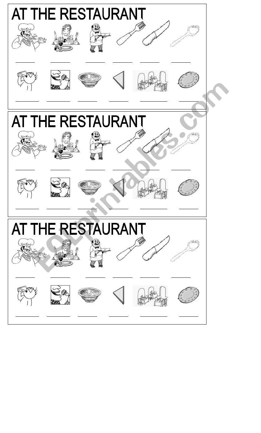 AT THE RESTAURANT worksheet