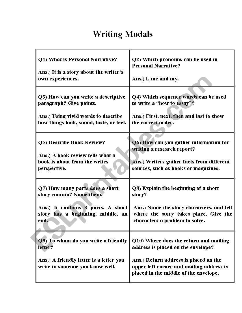 Modals worksheet