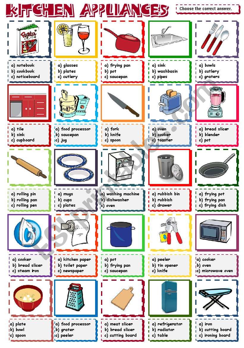 Kitchen Appliances - multiple choice (B&W included)