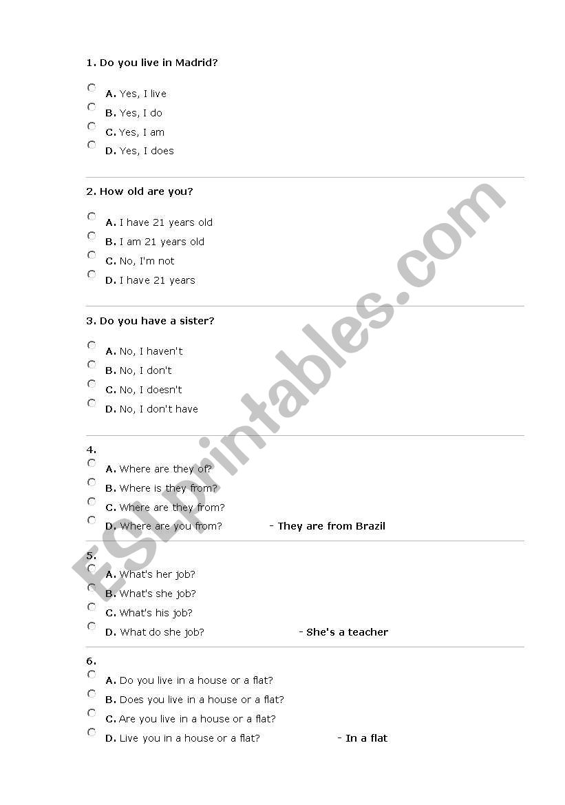 Present Simple worksheet