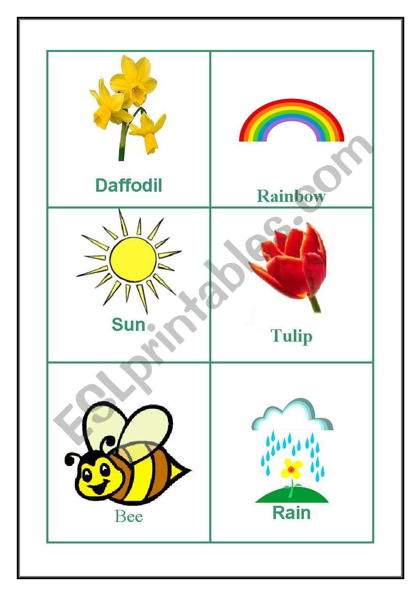 Spring picture cards  No 1 worksheet