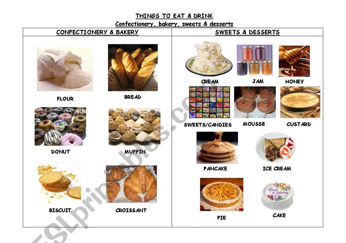THINGS TO EAT & DRINK. CONFECTIONERY, BAKERY, SWEETS & DESSERTS