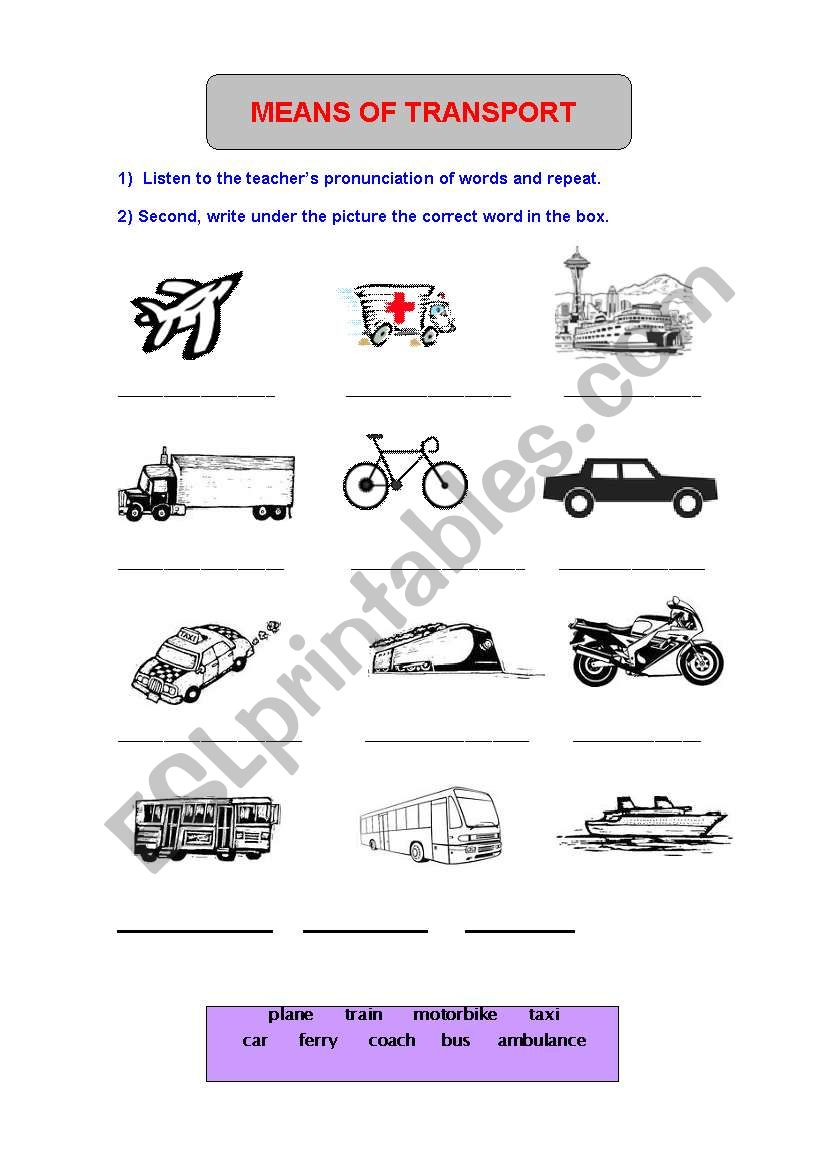 TRAVELLING worksheet