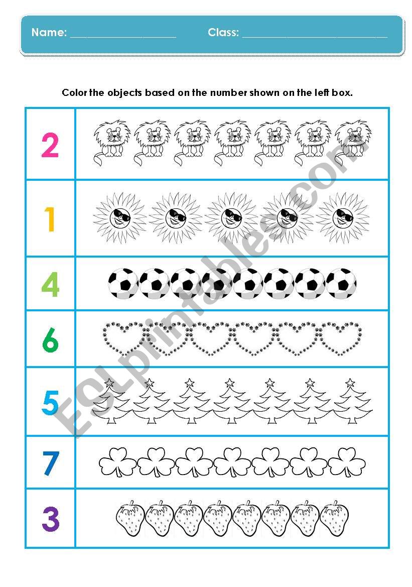 Color and Count Worksheet (1) worksheet