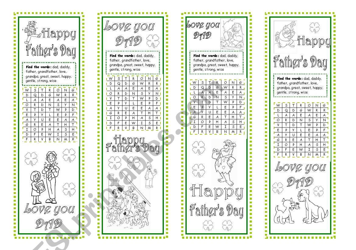 Fathers Day Bookmarks worksheet