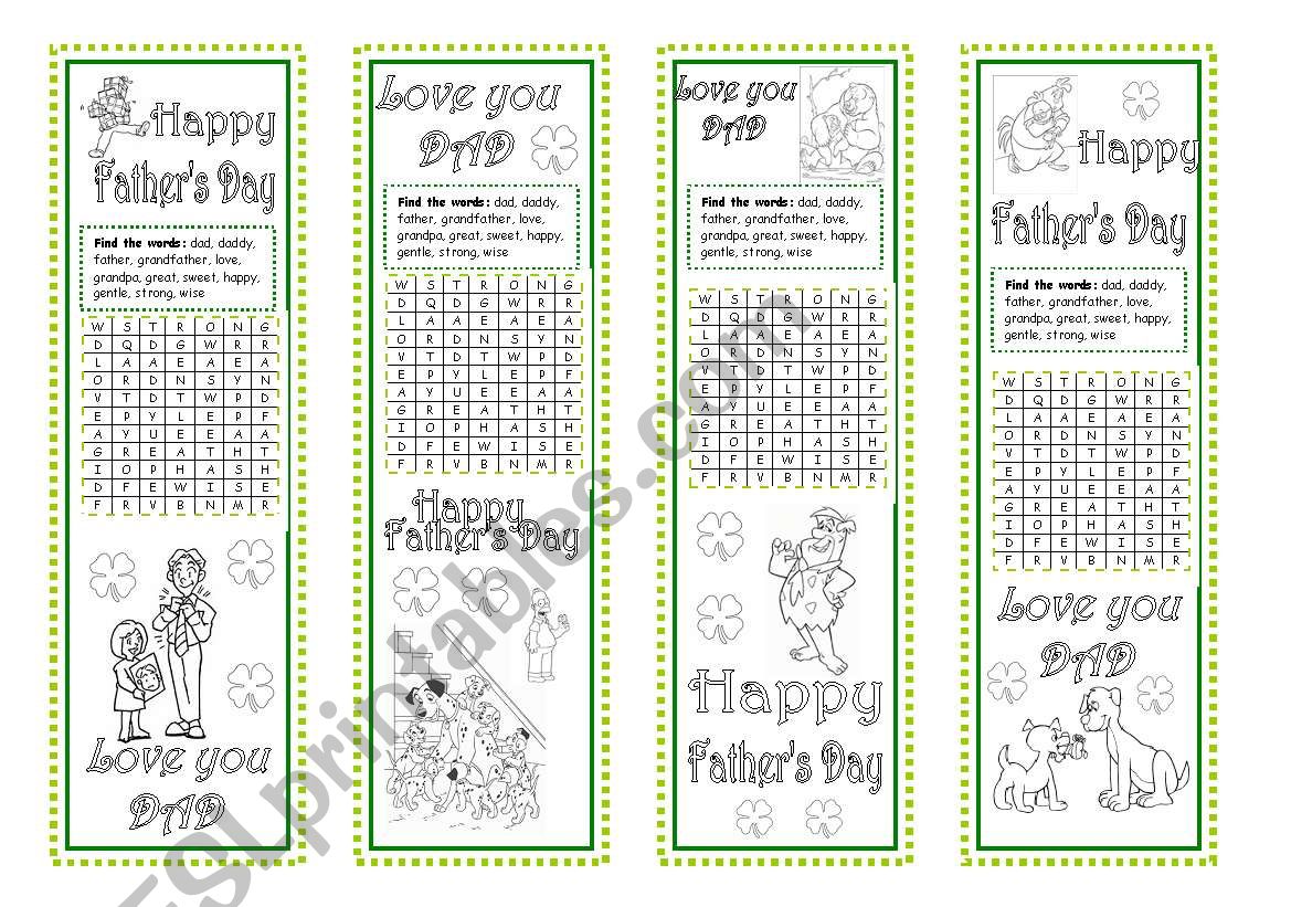 FatherÂ´s Day Bookmarks worksheet